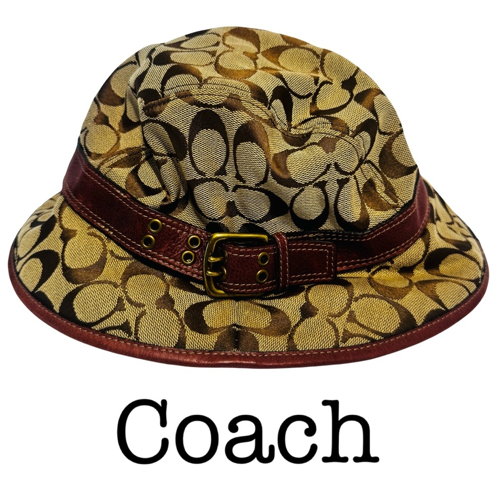 Coach Signature Canvas Bucket Hat in Tan & Brown